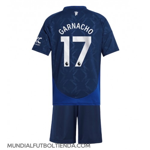 Camiseta Manchester United Alejandro Garnacho #17 Segunda Equipación Replica 2024-25 para niños mangas cortas (+ Pantalones cortos)